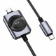 Καλώδιο Σύνδεσης 2 σε 1 Hoco CW66 USB-C σε USB-C PD100W 3A Γρήγορης Φόρτισης με Ασύρματο Φορτιστή Apple Watch 2.5W Braided Μαύρο 1.2m
