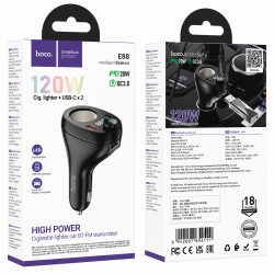 Bluetooth FM Transmitter Hoco E88 Star 120W με 1xUSB-A 2xUSB-C PD20W QC3.0 BT v5.4 με Υποδοχή Αναπτήρα Μαύρο Bluetooth FM Transmitter Hoco E88 Star 120W με 1xUSB-A 2xUSB-C PD20W QC3.0 BT v5.4 με Υποδοχή Αναπτήρα Μαύρο