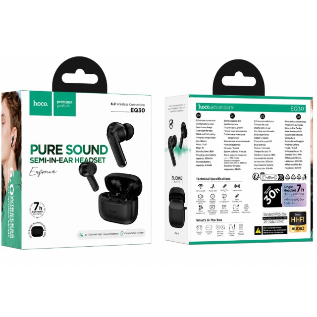 Wireless Hands Free Hoco EQ30 Eufonia TWS Hi-Fi v6.0 300mAh 7h Ομιλίας Μαύρα Wireless Hands Free Hoco EQ30 Eufonia TWS Hi-Fi v6.0 300mAh 7h Ομιλίας Μαύρα