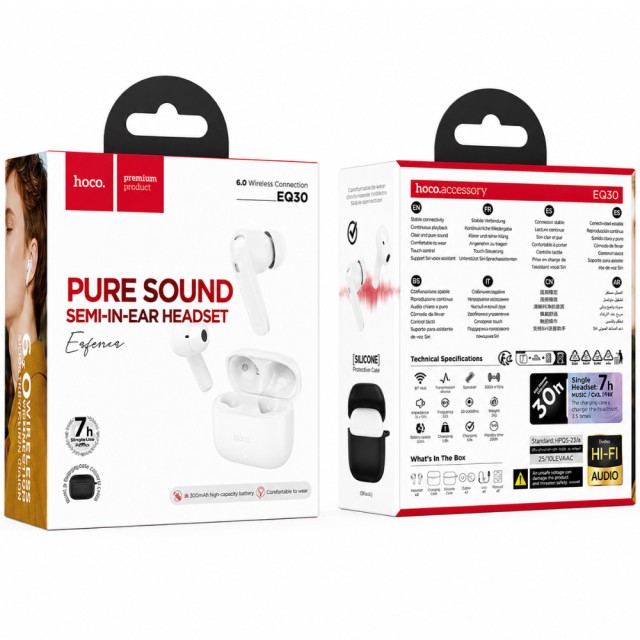 Wireless Hands Free Hoco EQ30 Eufonia TWS Hi-Fi v6.0 300mAh 7h Ομιλίας Λευκά Wireless Hands Free Hoco EQ30 Eufonia TWS Hi-Fi v6.0 300mAh 7h Ομιλίας Λευκά