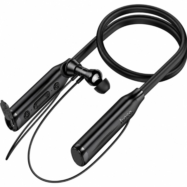 Bluetooth Hands Free Hoco ES62 Plus Neckband Magnetic v5.4 1200mAh 150Hrs Αναπαραγωγής TF Card LED Ένδειξη Μπαταρίας Μαύρα