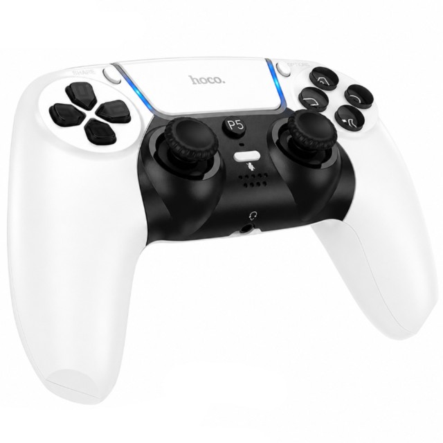 Gamepad Hoco GA32 Dragon RGB 600mAh BT v5.1 Dual Motor Δόνηση Θύρα AUX και Κουμπί Mute Συμβατό με PS5 Λευκό