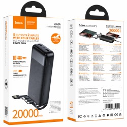 Power Bank Hoco J163A 20000mAh 5V/2A QC 1xUSB-C 2xUSB-A Ενσωματωμένα Καλώδια USB-A USB-C Lightning MicroUSB και LED Ένδειξη Μαύρο Power Bank Hoco J163A 20000mAh 5V/2A QC 1xUSB-C 2xUSB-A Ενσωματωμένα Καλώδια USB-A USB-C Lightning MicroUSB και LED Ένδειξη Μαύρο