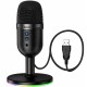 Επιτραπέζιο Μικρόφωνο Hoco L25 Bright για Streaming και Video Calls RGB USB AUX Πολυκατευθυντικό Μικρόφωνο Κουμπία Mute και Monitor Μαύρο