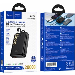 Power Bank Hoco Q37A Graceful 20000mAh 22.5W PD20W QC3.0 1xUSB-A 1xUSB-C με Ενσωματωμένα Καλώδια USB-C Lighting και LED Ένδειξη Μαύρο Power Bank Hoco Q37A Graceful 20000mAh 22.5W PD20W QC3.0 1xUSB-A 1xUSB-C με Ενσωματωμένα Καλώδια USB-C Lighting και LED Ένδειξη Μαύρο