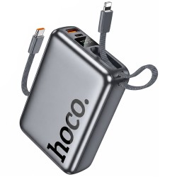 Power Bank Hoco Q39 20000mAh 22.5W PD20W QC3.0 1xUSB-A 1xUSB-C Ενσωματωμένα Καλώδια USB-C Lighting Γκρι με Πιστοποιητικό CCC