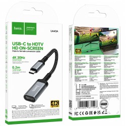 Αντάπτορας Hoco UA43A USB-C σε HDMI 4K 30Hz Braided Μαύρος 20cm