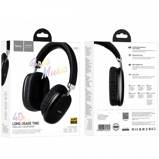 Wireless Ακουστικά Stereo Hoco W35 Hi-Fi v5.3 400mAh με Υποδοχή MicroSD και AUX Μαύρα Wireless Ακουστικά Stereo Hoco W35 Hi-Fi v5.3 400mAh με Υποδοχή MicroSD και AUX Μαύρα