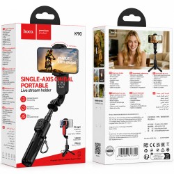 Gimbal Τρίποδο Hoco K90 Feliz Mini για Συσκευές 4.5"- 7" με Φωτισμό και Τηλεχειρισμό Μαύρο Gimbal Τρίποδο Hoco K90 Feliz Mini για Συσκευές 4.5"- 7" με Φωτισμό και Τηλεχειρισμό Μαύρο