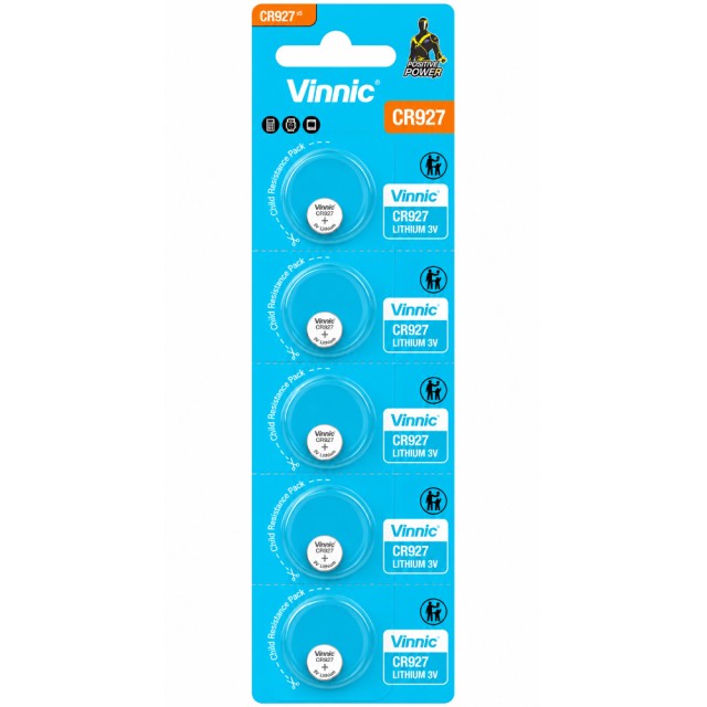 Buttoncell Lithium Vinnic CR927 3V Τεμ. 5 με Διάτρητη Συσκευασία Buttoncell Lithium Vinnic CR927 3V Τεμ. 5 με Διάτρητη Συσκευασία