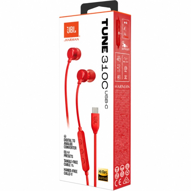 Hands Free JBL 310C In-ear USB-C JBLT310CRED Κόκκινα Hands Free JBL 310C In-ear USB-C JBLT310CRED Κόκκινα