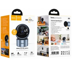 Wi-Fi Κάμερα Ασφαλείας Hoco D5 Indoor PTZ HD 3MP με Οριζόντια και Κάθετη Περιστροφή και Υποδοχή Micro SD έως 128GB