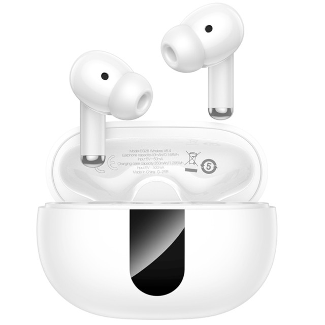 Wireless Hands Free Hoco EQ27 Fun ANC+ENC v5.4 300mAh 7 Ώρες Λειτουργίας Εναλλαγή Master / Slave Συμβατά με Siri Λευκά
