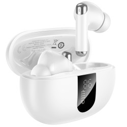 Wireless Hands Free Hoco EQ27 Fun ANC+ENC v5.4 300mAh 7 Ώρες Λειτουργίας Εναλλαγή Master / Slave Συμβατά με Siri Λευκά