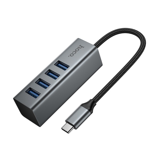USB Hub Hoco HB1C 4-in-1 USB-C σε 4xUSB-A 3.0 Aluminum Alloy Γκρι