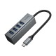 USB Hub Hoco HB1C 4-in-1 USB-C σε 4xUSB-A 3.0 Aluminum Alloy Γκρι