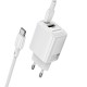 Φορτιστής Ταξιδίου Borofone BN27 Fuente GaN με 1xUSB-C PD20W 1xUSB-A QC3.0A και Καλώδιο USB-C σε USB-C Λευκός