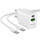 Φορτιστής Ταξιδίου Borofone BN27 Fuente GaN με 1xUSB-C PD20W 1xUSB-A QC3.0A και Καλώδιο USB-C σε USB-C Λευκός