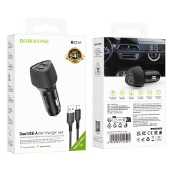 Φορτιστής Αυτοκινήτου Borofone BZ31A Solid 2xUSB-A 17W με Καλώδιο USB-A σε USB-C 1m Μαύρος Φορτιστής Αυτοκινήτου Borofone BZ31A Solid 2xUSB-A 17W με Καλώδιο USB-A σε USB-C 1m Μαύρος