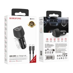 Φορτιστής Αυτοκινήτου Borofone BZ31D Solid 2xUSB-C PD60W με Καλώδιο USB-C σε USB-C 1m Μαύρος Φορτιστής Αυτοκινήτου Borofone BZ31D Solid 2xUSB-C PD60W με Καλώδιο USB-C σε USB-C 1m Μαύρος