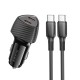 Φορτιστής Αυτοκινήτου Borofone BZ31D Solid 2xUSB-C PD60W με Καλώδιο USB-C σε USB-C 1m Μαύρος