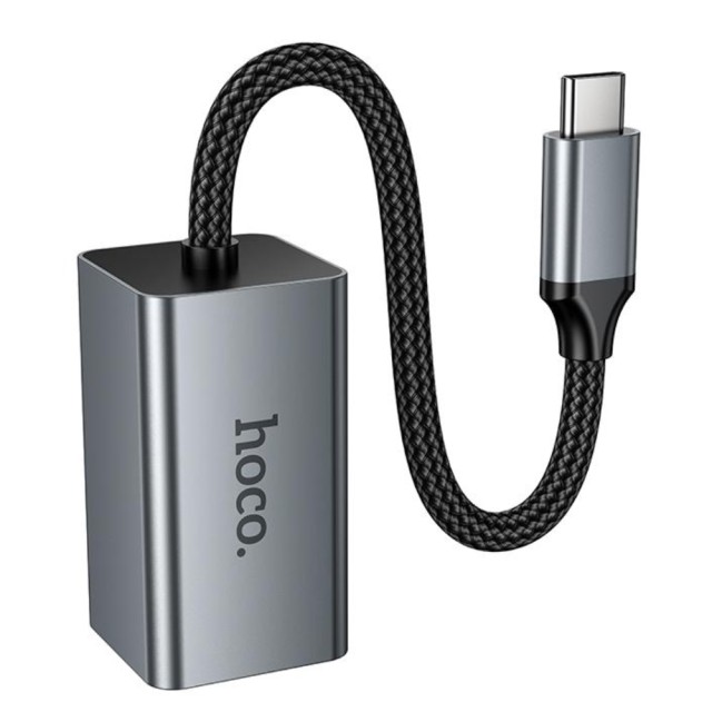 Αντάπτορας  Hoco UA48 USB-C σε RJ45 OTG 10/100Mbps 15cm Γκρι