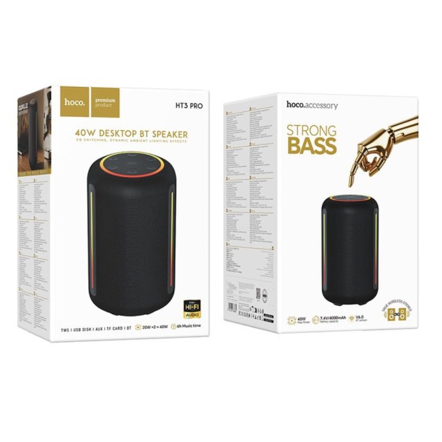 Φορητό Ηχείο Wireless Hoco HT3 Pro Platinum TWS BT v6.0 4000mAh 2x20W USB Micro-SD AUX και Ambient Φωτισμό Φορητό Ηχείο Wireless Hoco HT3 Pro Platinum TWS BT v6.0 4000mAh 2x20W USB Micro-SD AUX και Ambient Φωτισμό