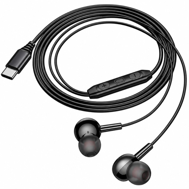 Hands Free Hoco M120 Gratified USB-C Universal Earphones Hi-Fi Stereo RGB Μαύρα 1.2m