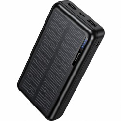 Power Bank Hoco J176A Honorifico 20000mAh 10W 1xUSB-C 2xUSB-A 1xMicroUSB με Solar Panel Μαύρο