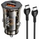 Φορτιστής Αυτοκινήτου Hoco. DZ16 Apex Lightweight USB-C PD30W + USB-A 18W QC3.0A με Καλώδιο USB-A σε USB-C Διάφανος Φιμέ