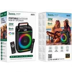 Φορητό Ηχείο Wireless Hoco. DS72 Ship Hi-Fi v5.0 4000mAh 20W AUX MicroSD USB FM με 1 Ασύρματο Μικρόφωνο και RGB Φωτισμό