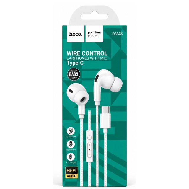 Hands Free Hoco. DM48 Rock Stereo USB-C με Μικρόφωνο 1.2m Λευκά Συμβατά με Όλες τις USB-C Συσκευές Hands Free Hoco. DM48 Rock Stereo USB-C με Μικρόφωνο 1.2m Λευκά Συμβατά με Όλες τις USB-C Συσκευές