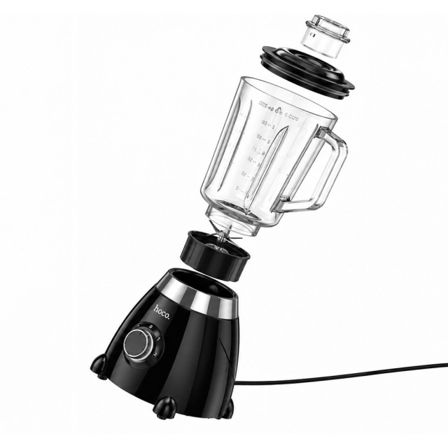 Μπλέντερ Hoco. HE33 Retro 1.5lt 500W με Λεπίδες απο Ανοξείδωτο Ατσάλι Γυάλινη Κανάτα 2 Ταχύτητες + Pulse Μαύρο