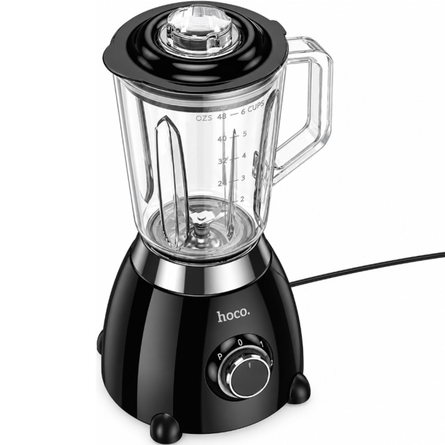 Μπλέντερ Hoco. HE33 Retro 1.5lt 500W με Λεπίδες απο Ανοξείδωτο Ατσάλι Γυάλινη Κανάτα 2 Ταχύτητες + Pulse Μαύρο