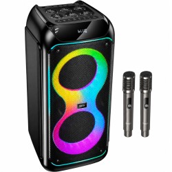 Φορητό Ηχείο Wireless Hoco. DS76 Magic RGB v5.4 160W 9000mAh USB AUX MicroSD FM με 2 Ασύρματα Μικρόφωνα Μαύρο