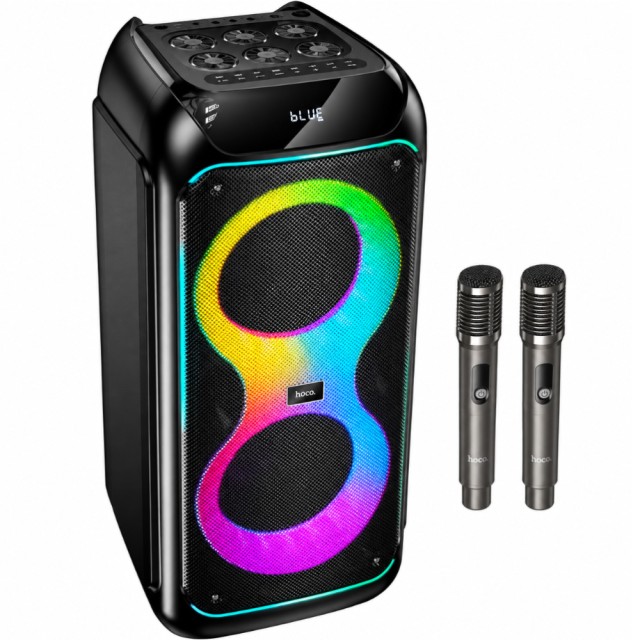 Φορητό Ηχείο Wireless Hoco. DS76 Magic RGB v5.4 160W 9000mAh USB AUX MicroSD FM με 2 Ασύρματα Μικρόφωνα Μαύρο Φορητό Ηχείο Wireless Hoco. DS76 Magic RGB v5.4 160W 9000mAh USB AUX MicroSD FM με 2 Ασύρματα Μικρόφωνα Μαύρο