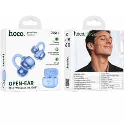 Wireless Hands Free Open-Ear Hoco. DES61 Cool TWS v6.0 250mAh 6h Ώρες Λειτουργίας Μπλε με Μπλε Silicon Sleeve