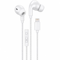 Hands Free Hoco. DM48 Rock Stereo Lightning με Μικρόφωνο 1.2m Λευκά