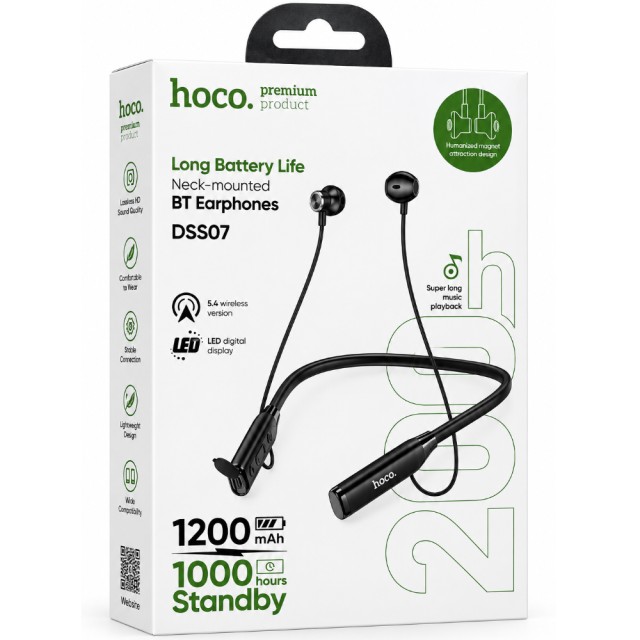 Bluetooth Hands Free Hoco. DSS07 Excellent Neckband v5.4 1200mAh MicroSD 200 Ώρες Αναπαραγωγής Μαύρα Bluetooth Hands Free Hoco. DSS07 Excellent Neckband v5.4 1200mAh MicroSD 200 Ώρες Αναπαραγωγής Μαύρα
