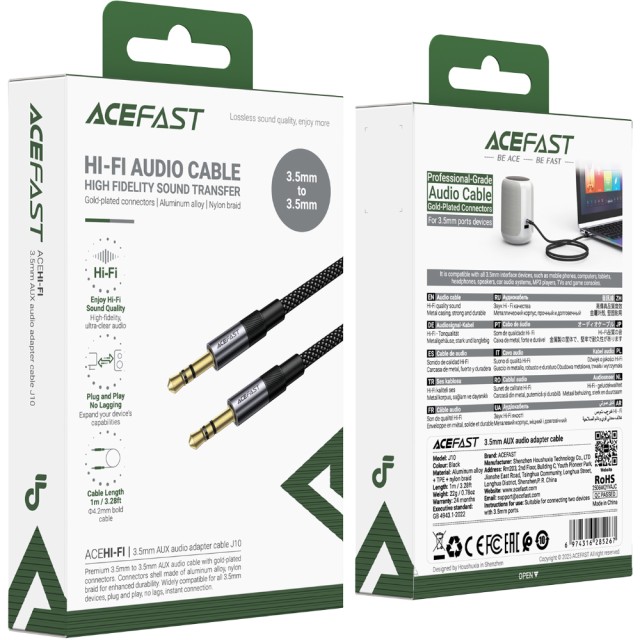 Καλώδιο σύνδεσης Ήχου Acefast J10 3.5mm Αρσενικό σε 3.5mm Αρσενικό Braided Μαύρο 1m Καλώδιο σύνδεσης Ήχου Acefast J10 3.5mm Αρσενικό σε 3.5mm Αρσενικό Braided Μαύρο 1m
