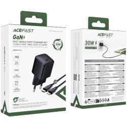 Φορτιστής Ταξιδίου Acefast A118 Mini Fast Charging 1xUSB-C PD30W QC3.0 GaN με USB-C σε Lightning Καλώδιο 1.2m Μαύρος Φορτιστής Ταξιδίου Acefast A118 Mini Fast Charging 1xUSB-C PD30W QC3.0 GaN με USB-C σε Lightning Καλώδιο 1.2m Μαύρος