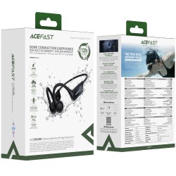 Bluetooth Hands Free Acefast N10 Neckband ENC v6.0 220mAh 12hrs Αναπαραγωγής IP68 με 8GB Μνήμη για Χρήση χωρίς Bluetooth Μαύρα