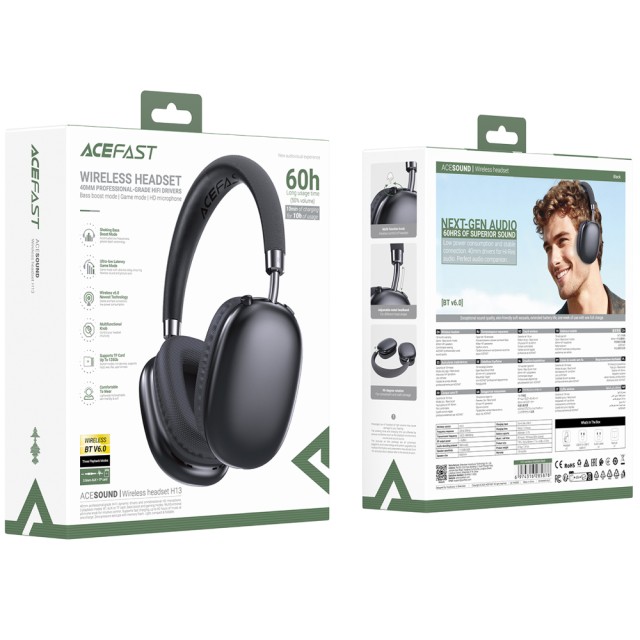 Wireless Ακουστικά Stereo Acefast H13 ENC v6.0 400mAh 60hrs Αναπαραγωγής TF Card AUX Μαύρα Wireless Ακουστικά Stereo Acefast H13 ENC v6.0 400mAh 60hrs Αναπαραγωγής TF Card AUX Μαύρα