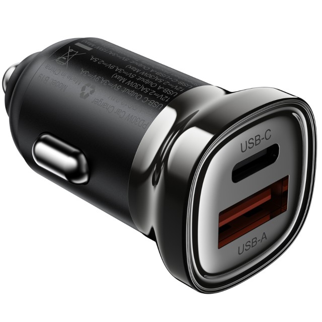 Φορτιστής Αυτοκινήτου Acefast B19 PD30W 1xUSB-A 1xUSB-C Μαύρος Φορτιστής Αυτοκινήτου Acefast B19 PD30W 1xUSB-A 1xUSB-C Μαύρος