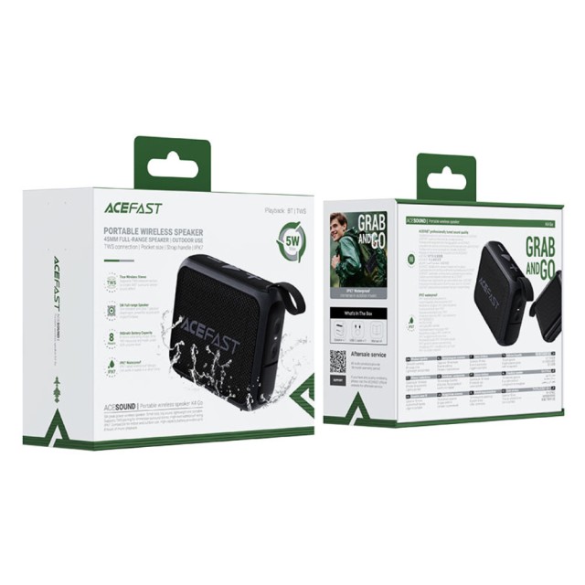 Φορητό Ηχείο Wireless Acefast K4 Go v5.4 TWS 5W 900 mAh IPX7 Μαύρο Φορητό Ηχείο Wireless Acefast K4 Go v5.4 TWS 5W 900 mAh IPX7 Μαύρο