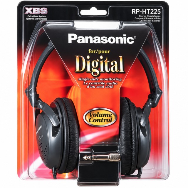 Ακουστικά Stereo Panasonic RP-HT225 3.5mm Lightweight με Αντάπτορα 6.3mm και Καλώδιο 5m Ιδανικά για TV DVD Hi-Fi Μαύρα