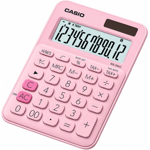 Αριθμομηχανή Dual 12 Ψηφίων LCD Display Casio MS-20UC-PK Ροζ