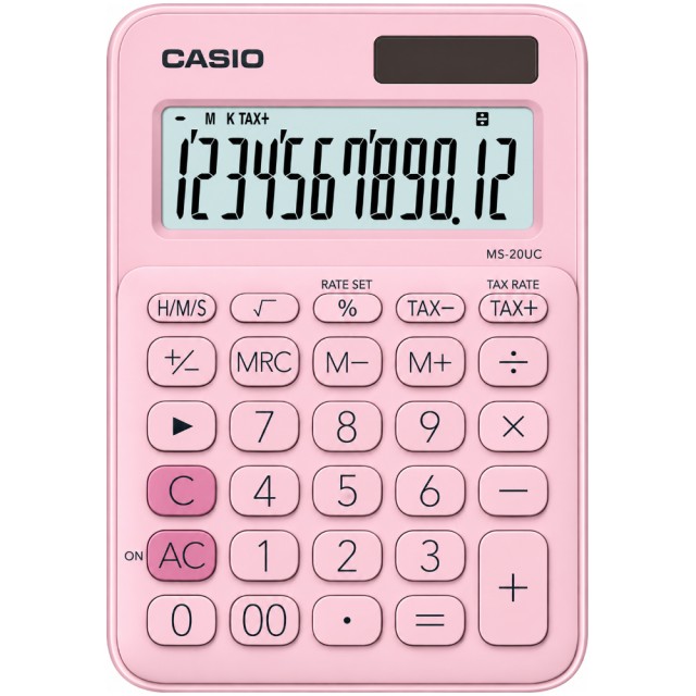 Αριθμομηχανή Dual 12 Ψηφίων LCD Display Casio MS-20UC-PK Ροζ