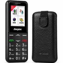 Energizer Feature E4 32MB/2GB Dual Sim 2G 1.77" με πλήκτρο SOS, Handsfree,Φορτιστή UK και EU + Θήκη Protect Ancus Δέρμα Μαύρη