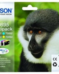 Ink Epson T0895 C13T08954010 Multipack containing 4 ink cartridges.Black (T089140), Cyan (T089240), Magenta (T089340), Yellow (T089440)